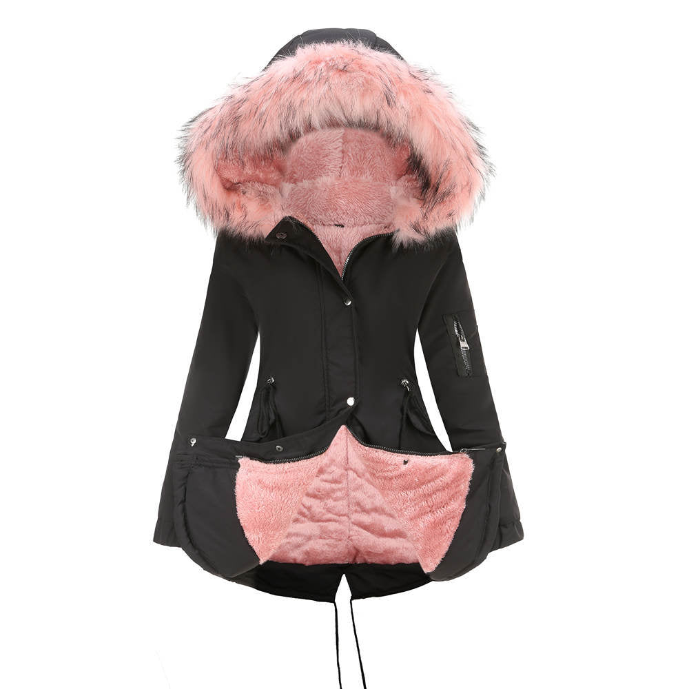 Hooded Parka Coat, Mid-Length Cotton-Padded Winter Jacket