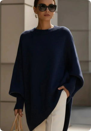 Thick Knit Pullover Sweater, Loose Fit Round Neck Top