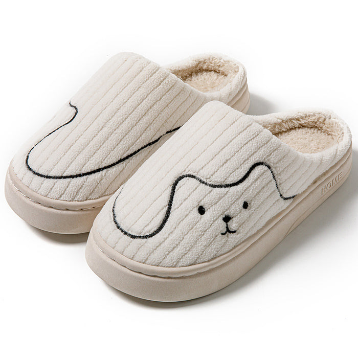 Riley | Ribbed Puppy Slippers for Couples, Thick Plush and Non-Slip
