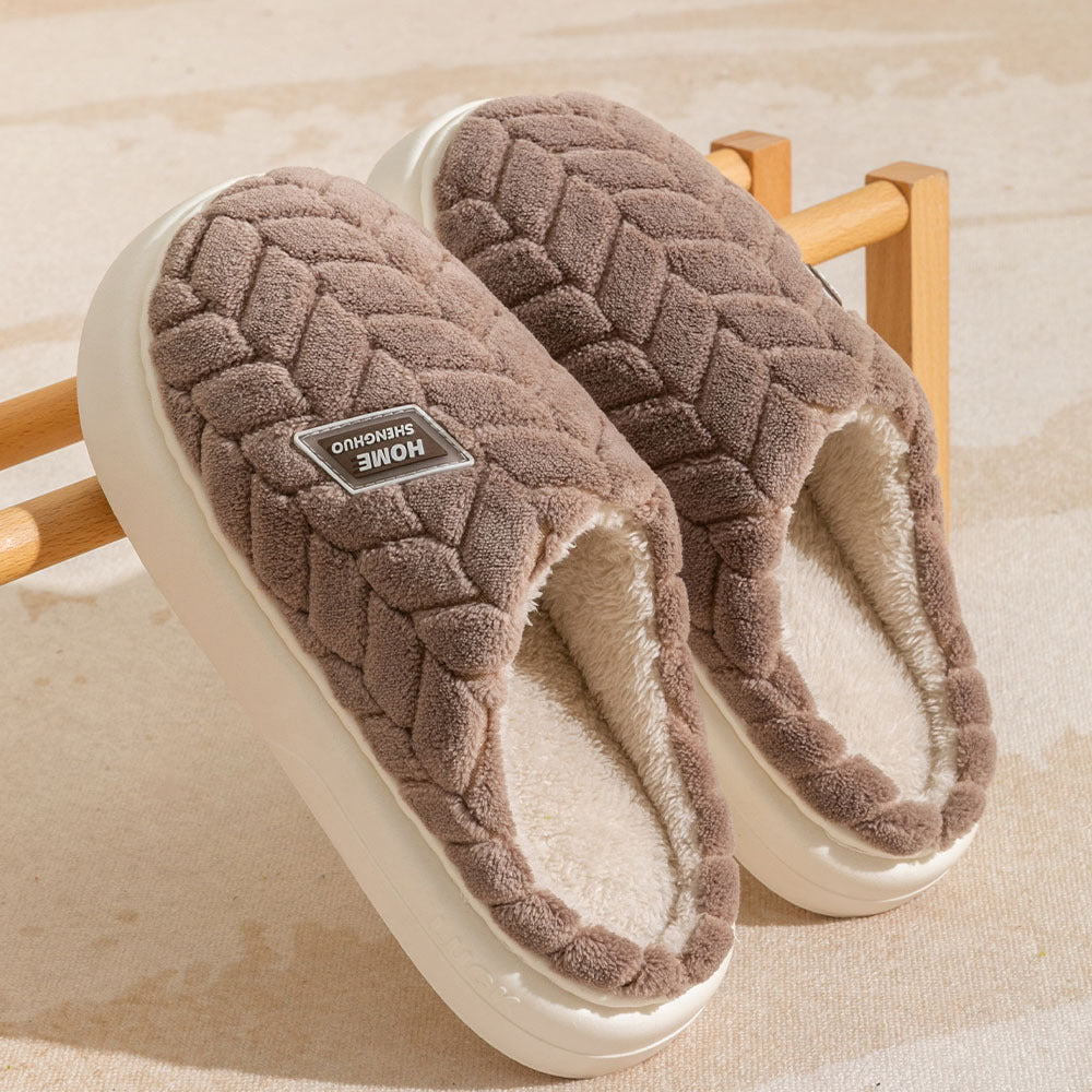Non-Slip Thick-Soled Plush Slippers for Couples