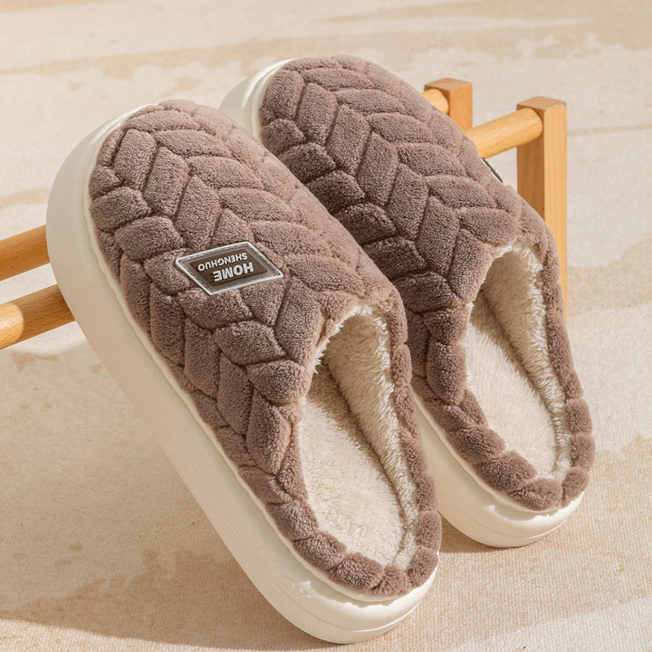 Non-Slip Thick-Soled Plush Slippers for Couples