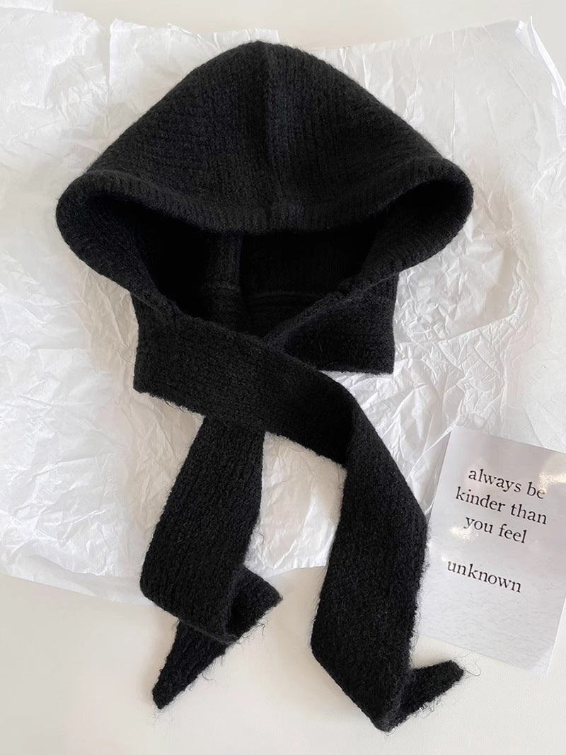 Retro Wool Blend Balaclava Hat with Earmuffs, Pullover Style
