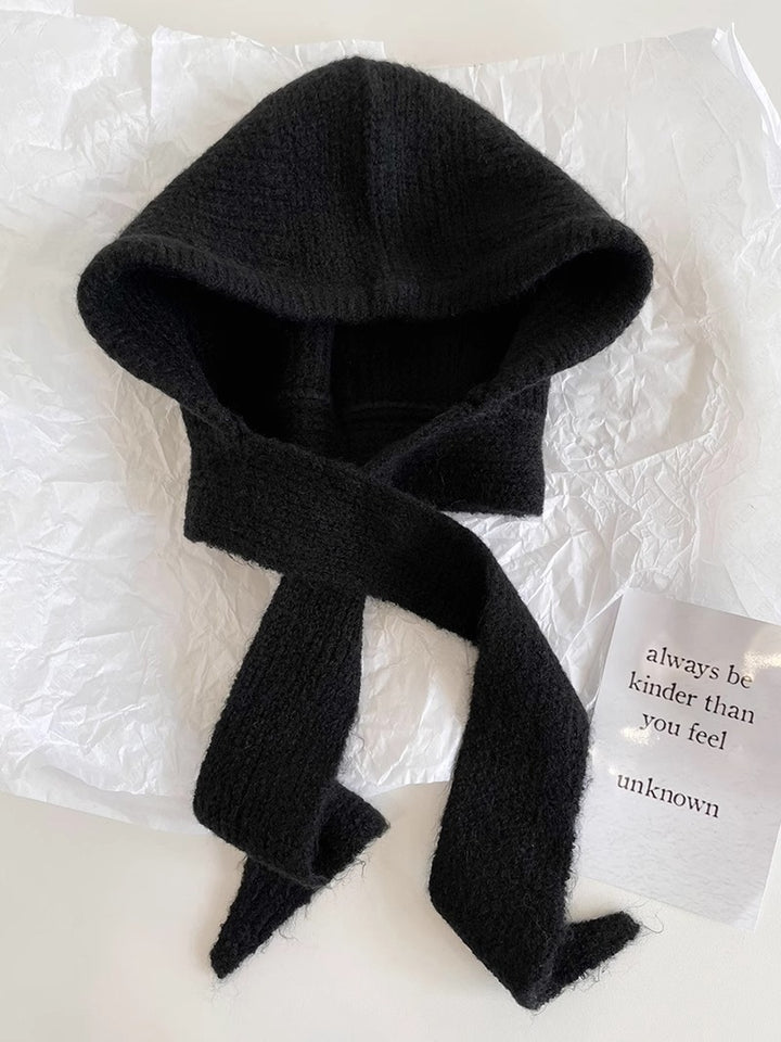 Retro Wool Blend Balaclava Hat with Earmuffs, Pullover Style