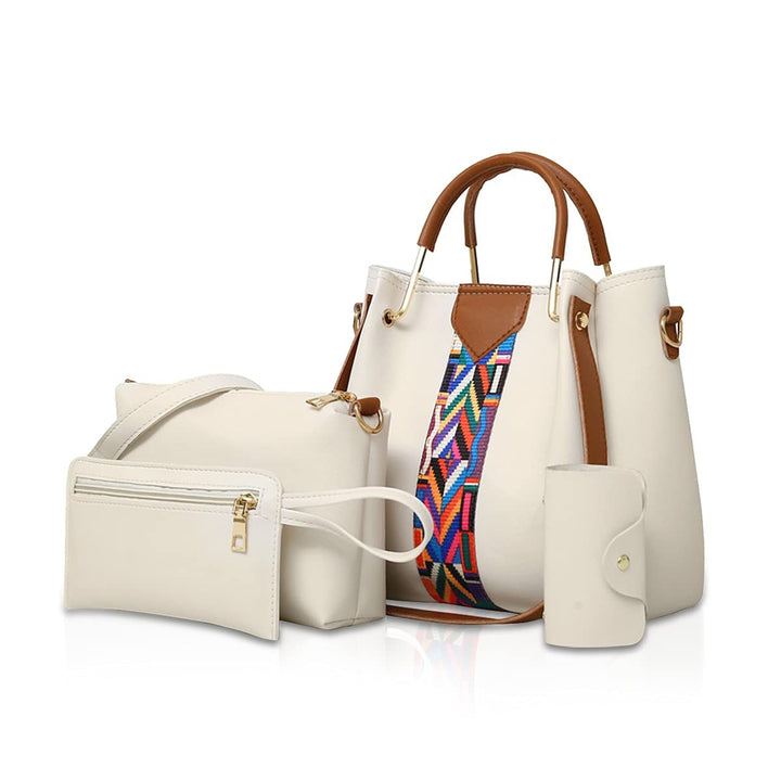 Four-piece faux leather handbag set