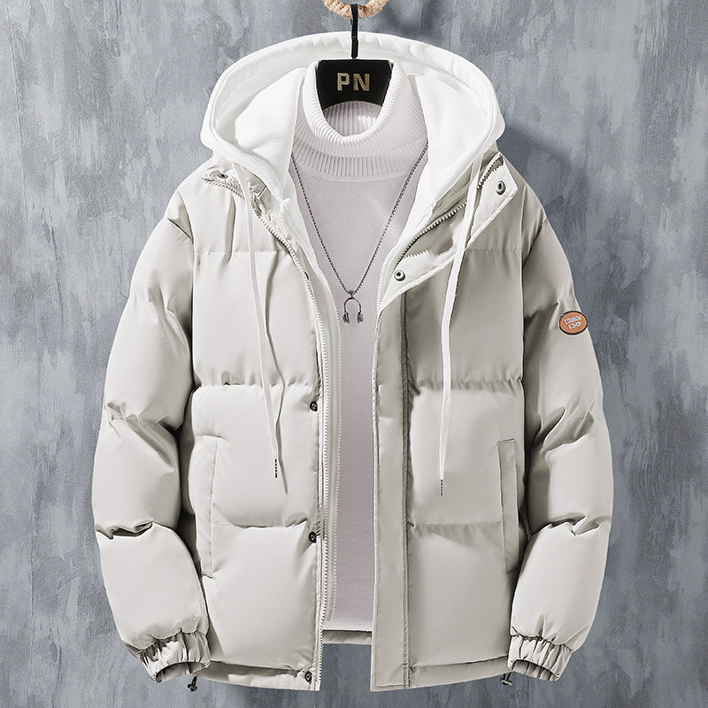 Men's Windproof Hooded Winter Jacket with Layered Look