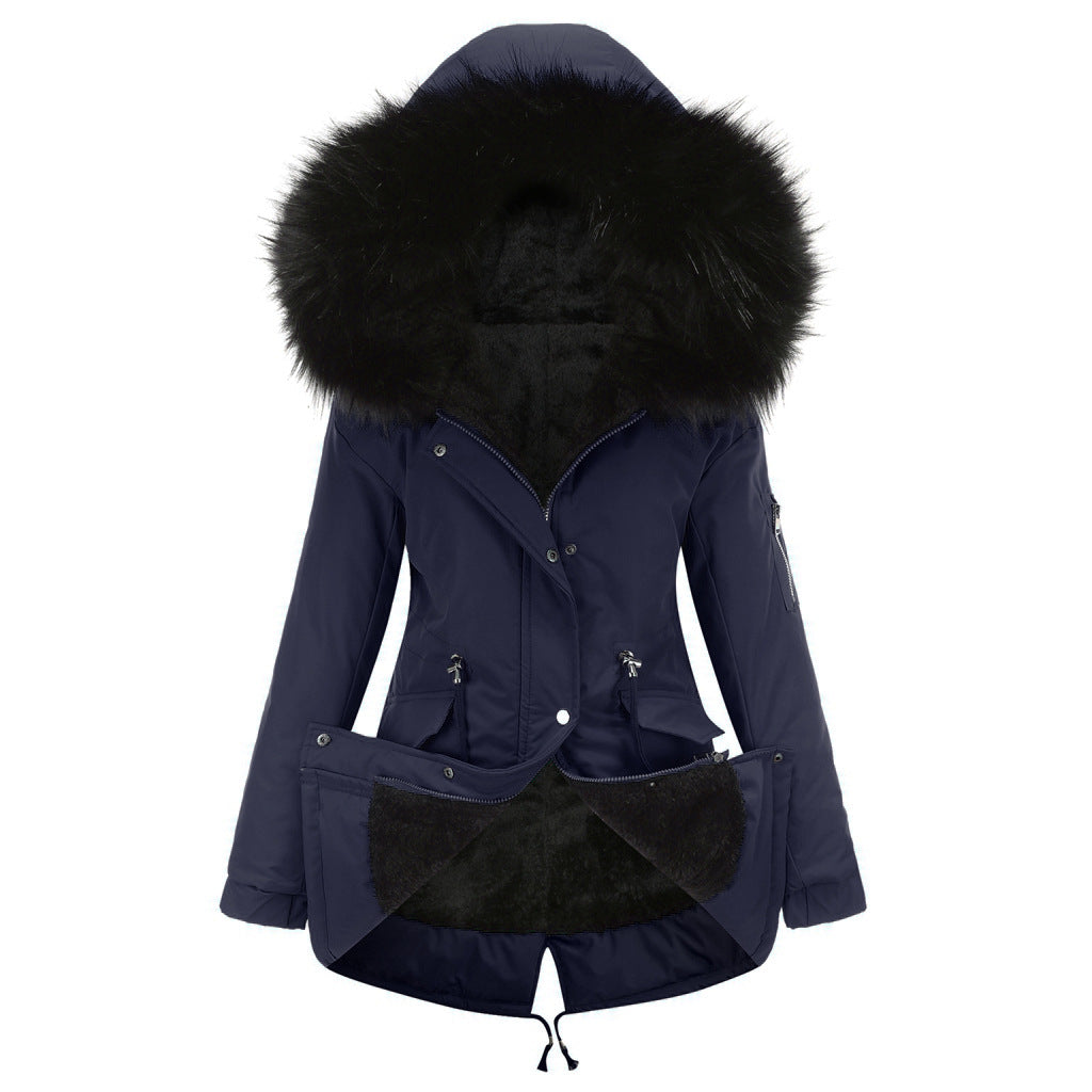 Hooded Parka Coat, Mid-Length Cotton-Padded Winter Jacket