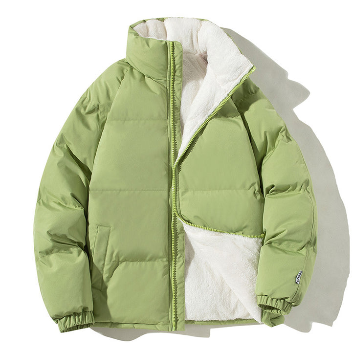Unisex padded jacket with a stand collar and plush warmth