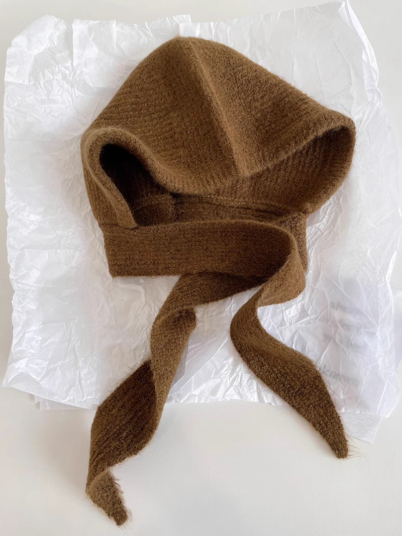 Retro Wool Blend Balaclava Hat with Earmuffs, Pullover Style