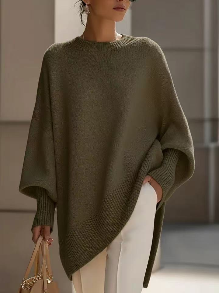 Thick Knit Pullover Sweater, Loose Fit Round Neck Top