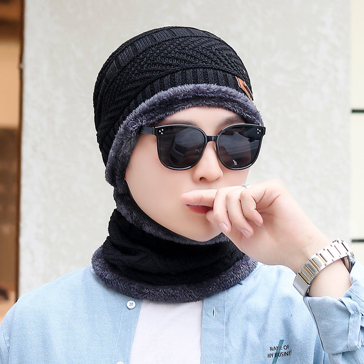 Coral Fleece Balaclava Beanie, Unisex Winter Hat with Scarf