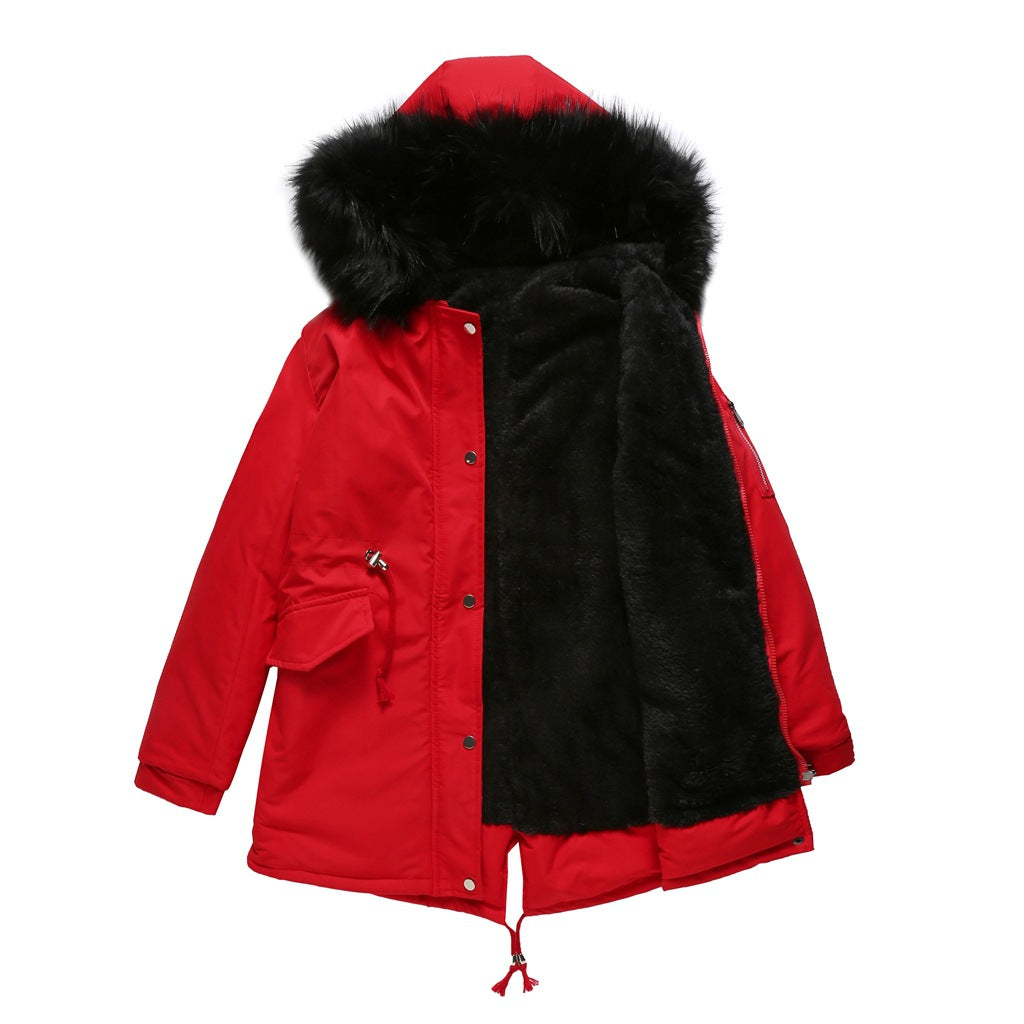 Hooded Parka Coat, Mid-Length Cotton-Padded Winter Jacket
