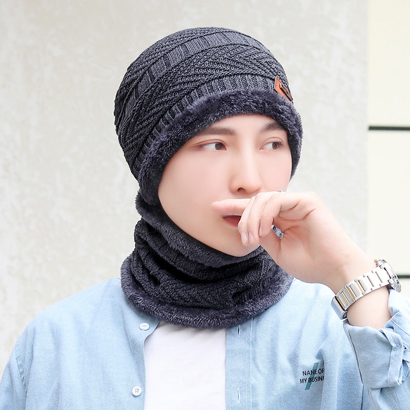 Coral Fleece Balaclava Beanie, Unisex Winter Hat with Scarf
