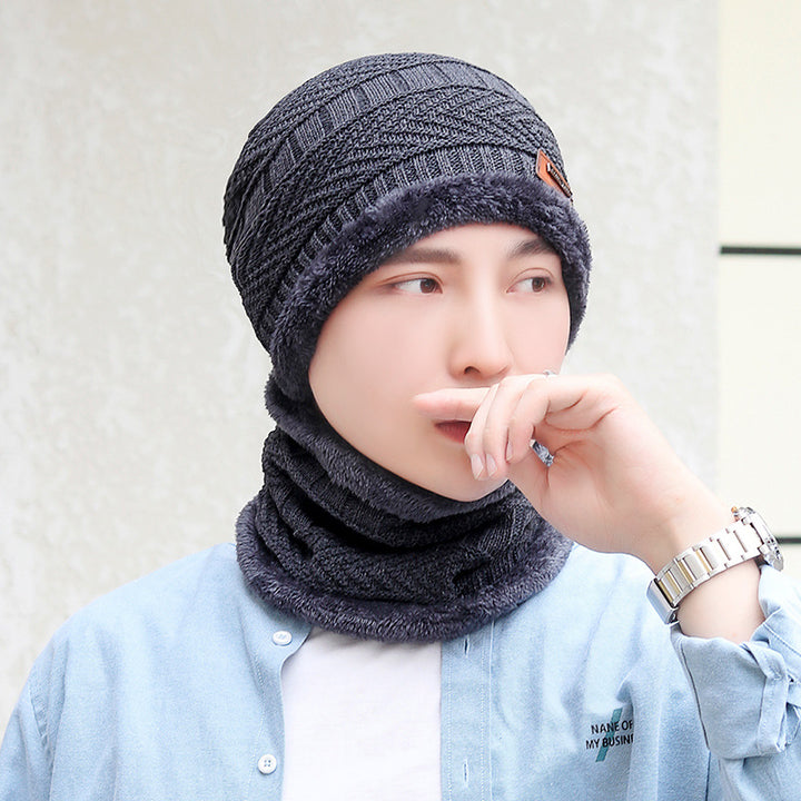 Coral Fleece Balaclava Beanie, Unisex Winter Hat with Scarf