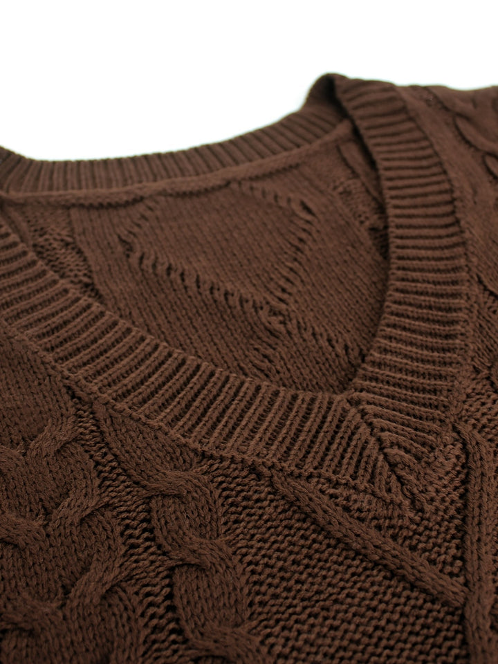 Cora | Cozy Cable-Knit V-Neck Sweater Vest