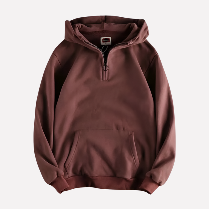 Men's Half-Zip Hoodie with Front Pocket and Hood
