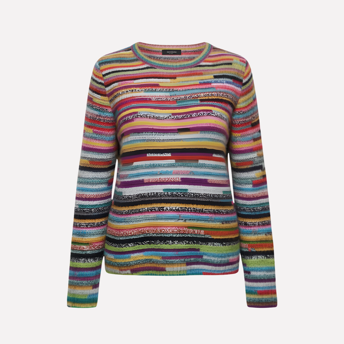 Women's Multicolor Striped Sweater with Long Sleeves