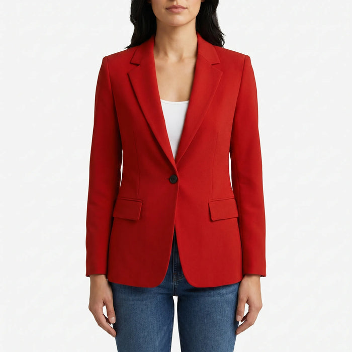 Women's Single-Button Notched Lapel Blazer for Office