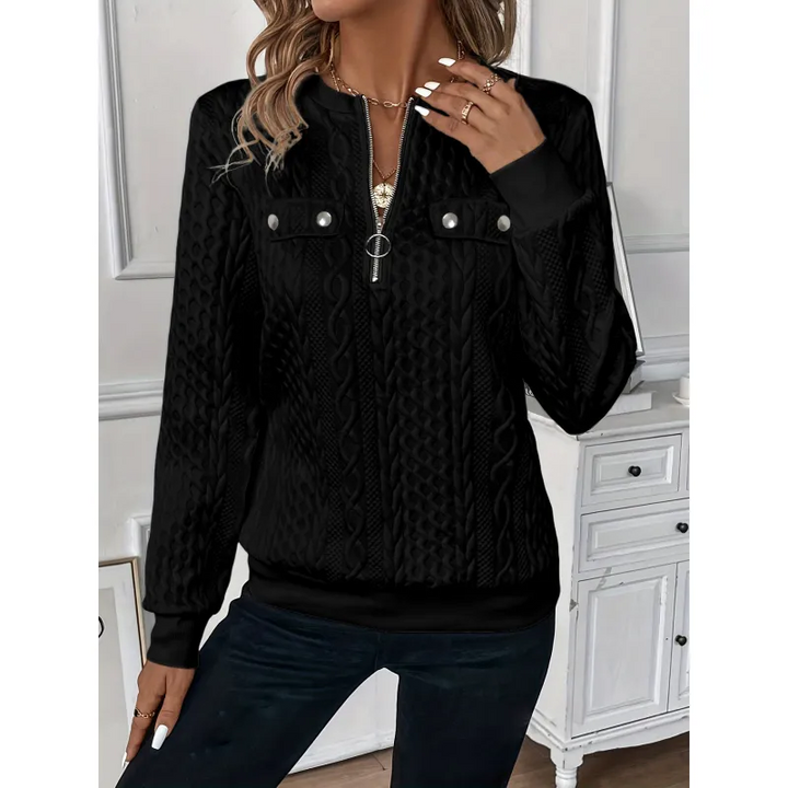 Clementine | Textured Half-Zip Sweater