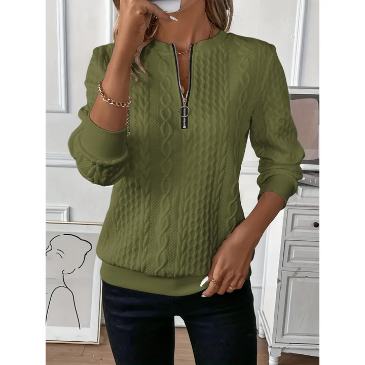 Clementine | Textured Half-Zip Sweater