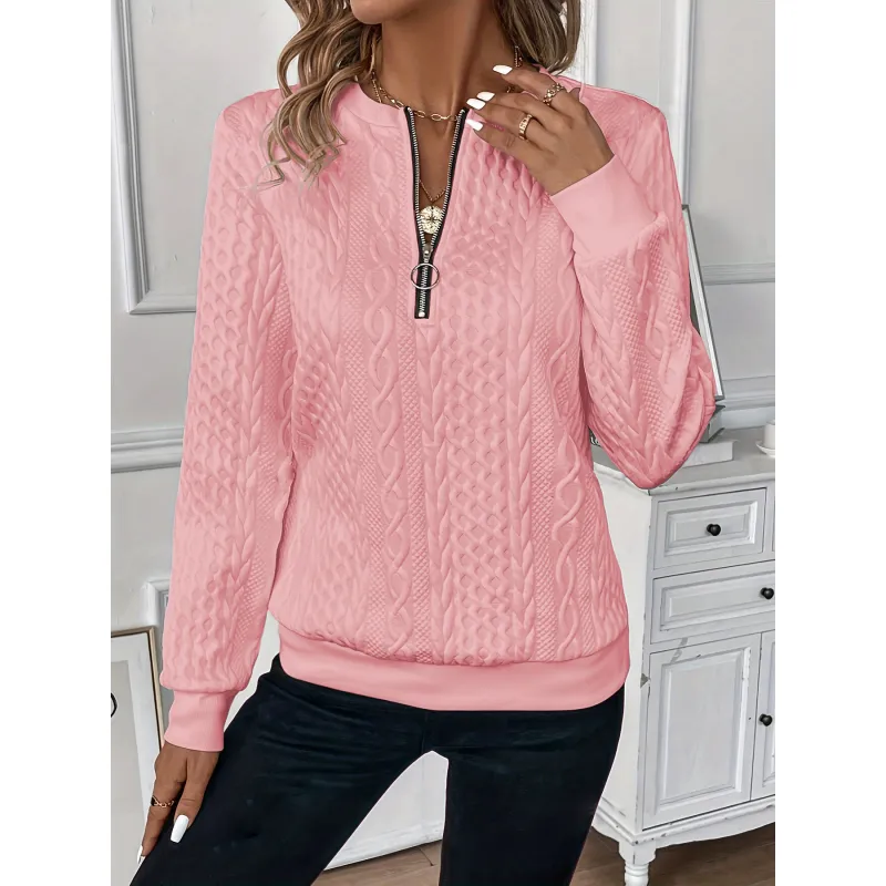 Clementine | Textured Half-Zip Sweater