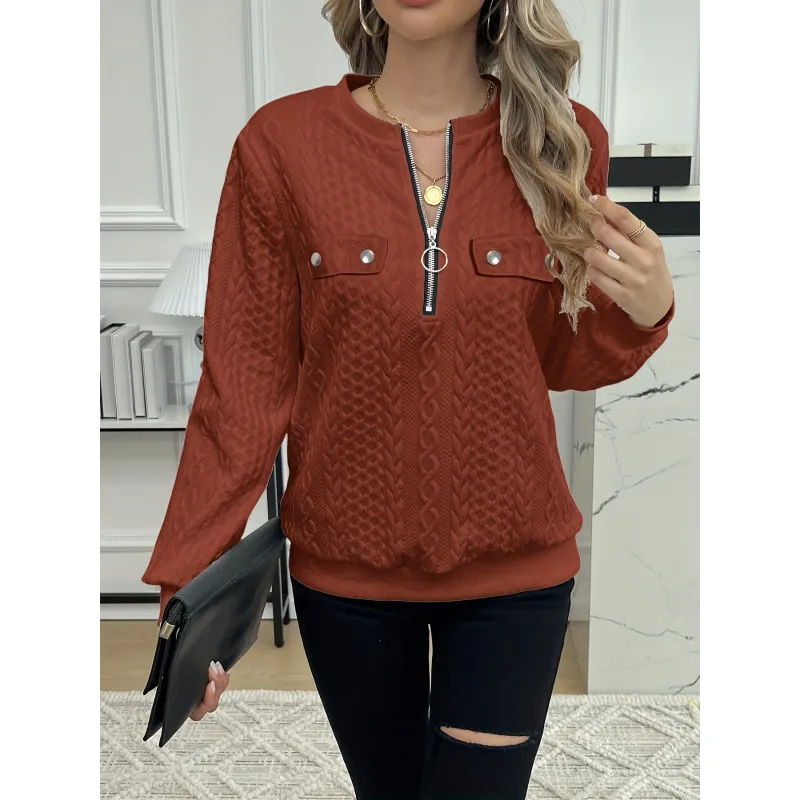 Clementine | Textured Half-Zip Sweater