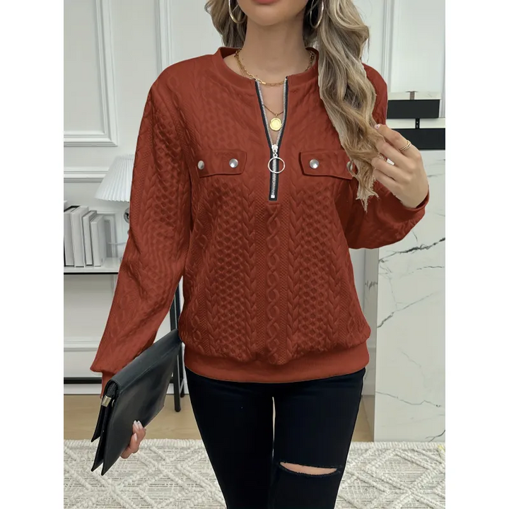 Clementine | Textured Half-Zip Sweater