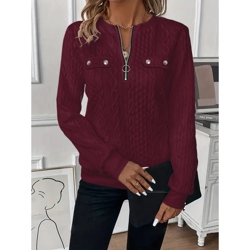 Clementine | Textured Half-Zip Sweater