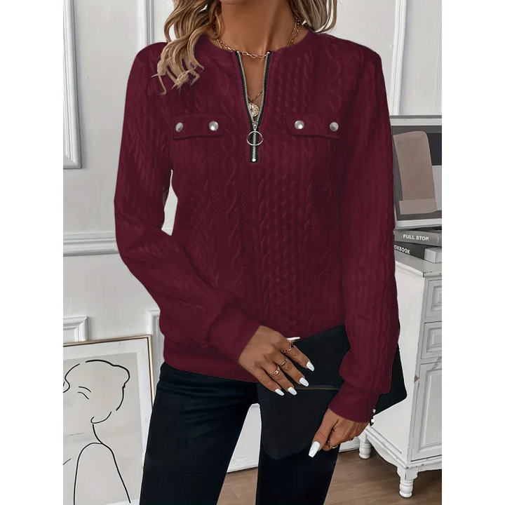 Clementine | Textured Half-Zip Sweater
