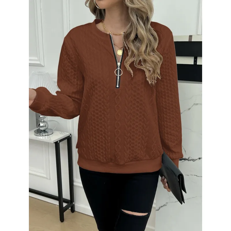 Clementine | Textured Half-Zip Sweater