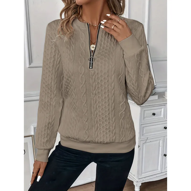 Clementine | Textured Half-Zip Sweater