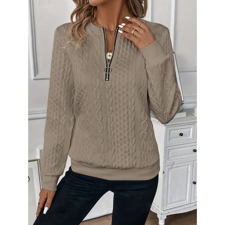 Clementine | Textured Half-Zip Sweater