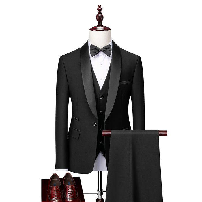 Men's 3-Piece Slim-Fit Suit Shawl Lapel Tuxedo Set