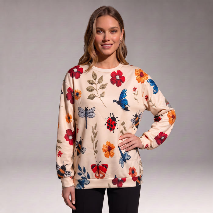 Elsie | Botanical Print Crewneck Sweater
