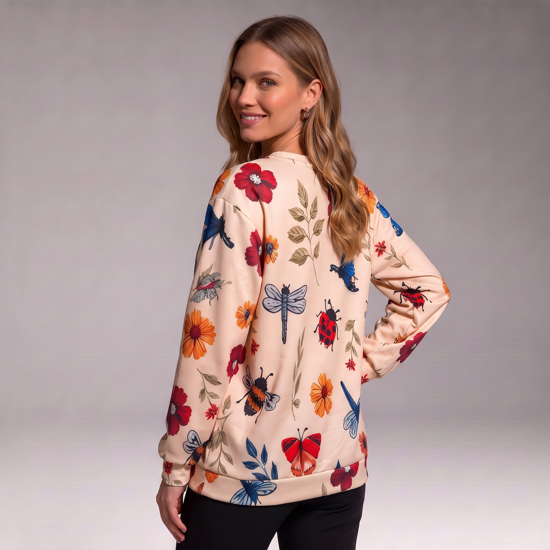 Elsie | Botanical Print Crewneck Sweater