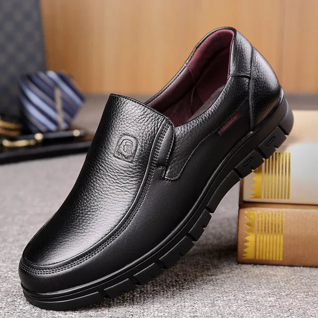 Men's Slip-On Shoes Genuine Leather Textured Sole