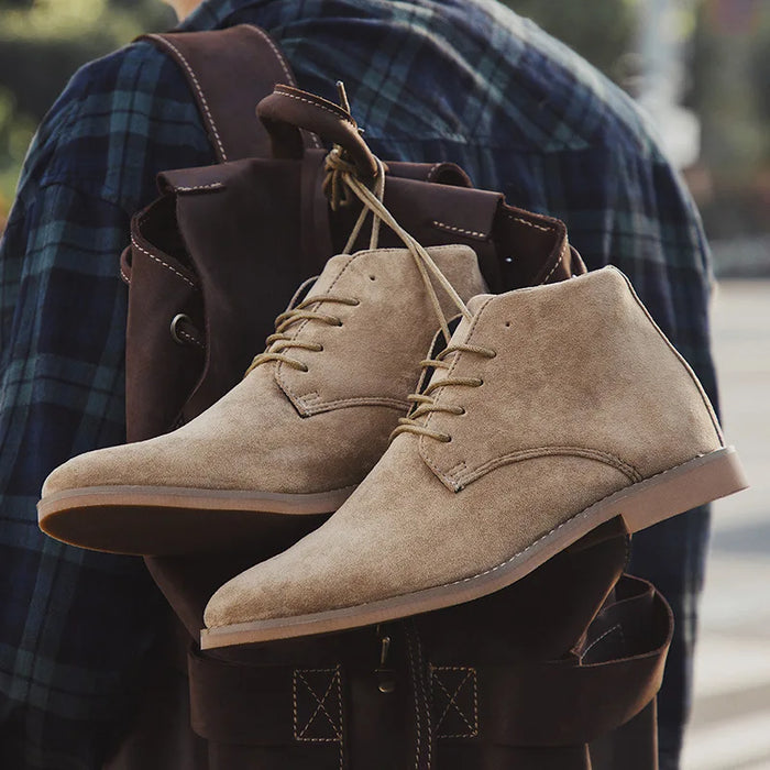 Men's Lace-Up Chukka Boots with Rounded Toe