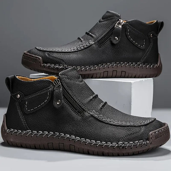 Men's Ankle Boots with Side Zipper and Cushioned Sole