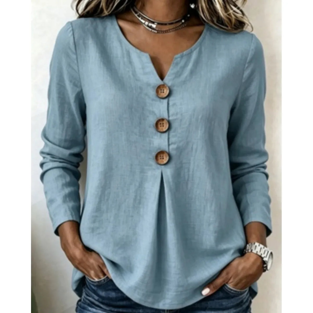 Katherine | Buttoned V-Neck Top