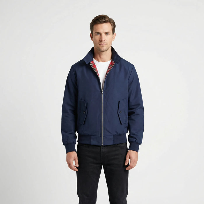 Men's Harrington Jacket with Zip Front and Ribbed Cuffs