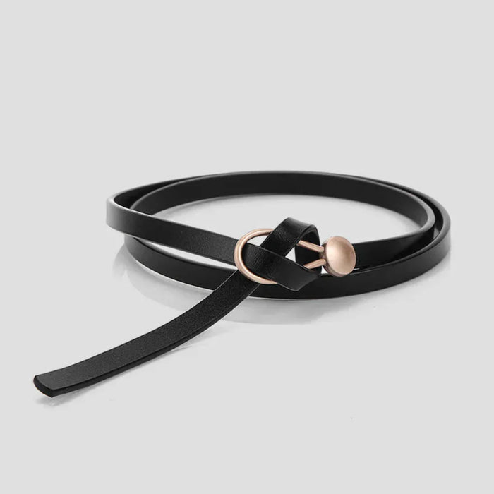 Women's Thin Bow Waist Belt with Knotted Loop Closure