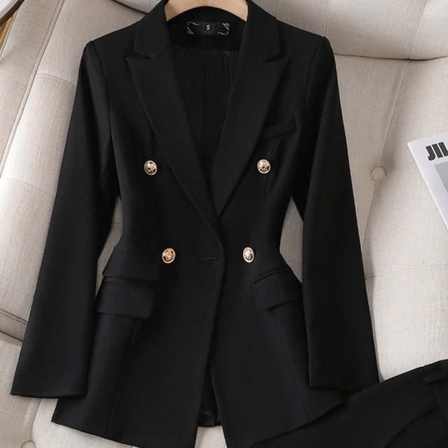 Women's Blazer and Pants Set Tailored Fit for Office