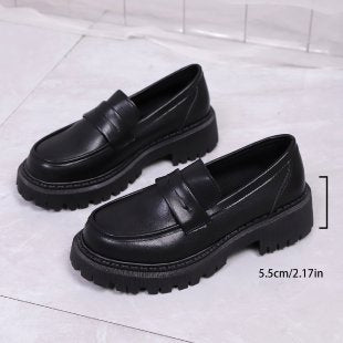 Women's Platform Loafers Chunky Sole Slip-On Shoes