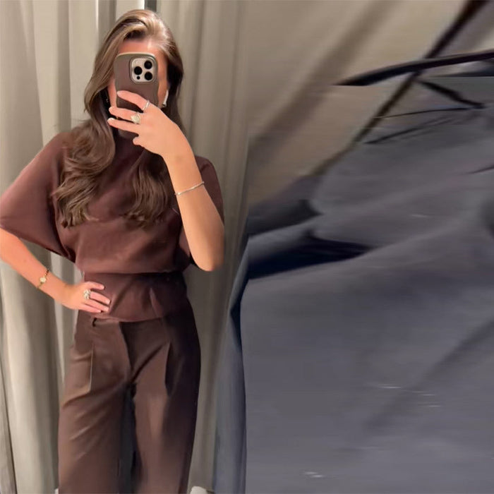 Women's Belted Two-Piece Pant Set with Wide Sleeves