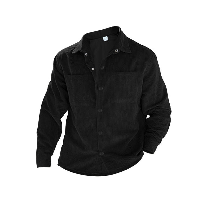 Men's Button-Front Corduroy Shirt Jacket with Chest Pockets