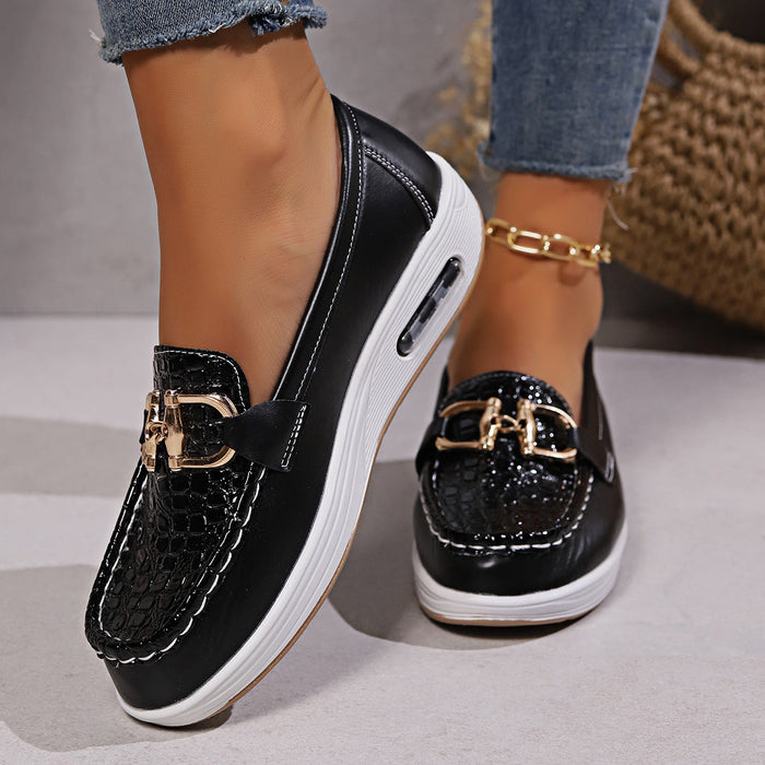 Women's Platform Loafers with Chain Detail and Cushioned Insole