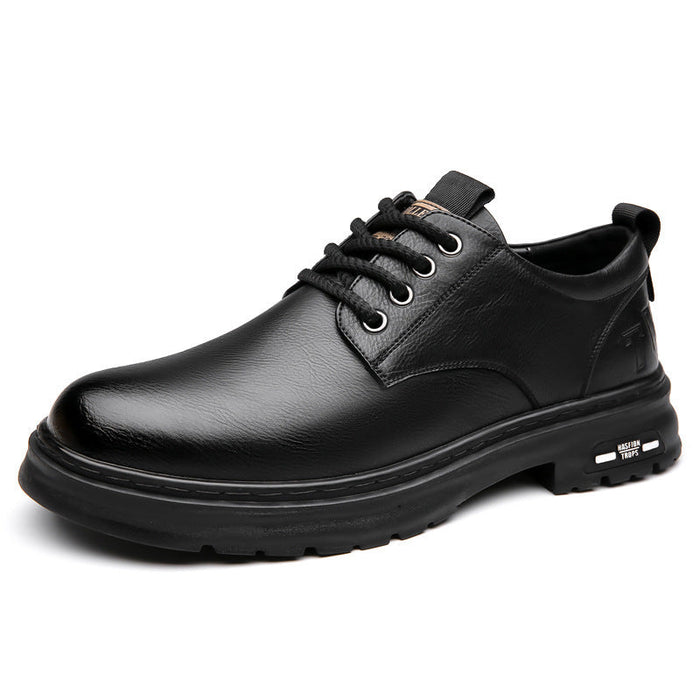 Men's Leather Derby Shoes with Lace-Up and Grip Sole