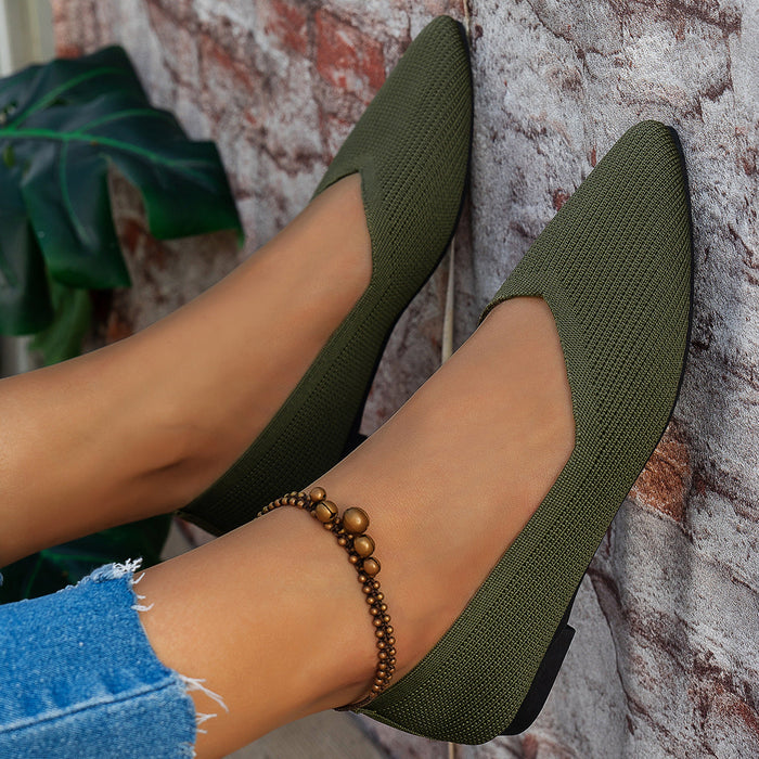 Women's Pointed Toe Ballet Flats Slip-On V-Cut