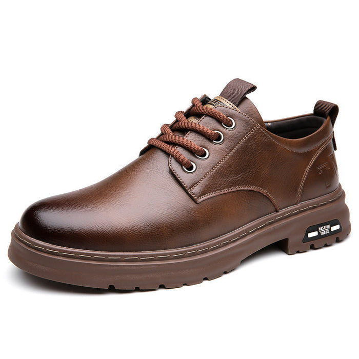 Men's Leather Derby Shoes with Lace-Up and Grip Sole