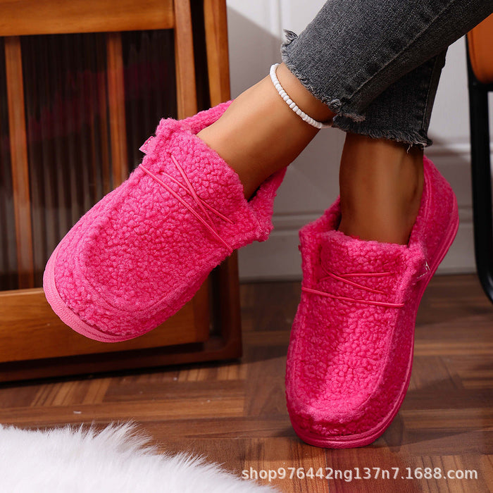 Women's Fleece Slip-On House Slippers with Cushioned Footbed