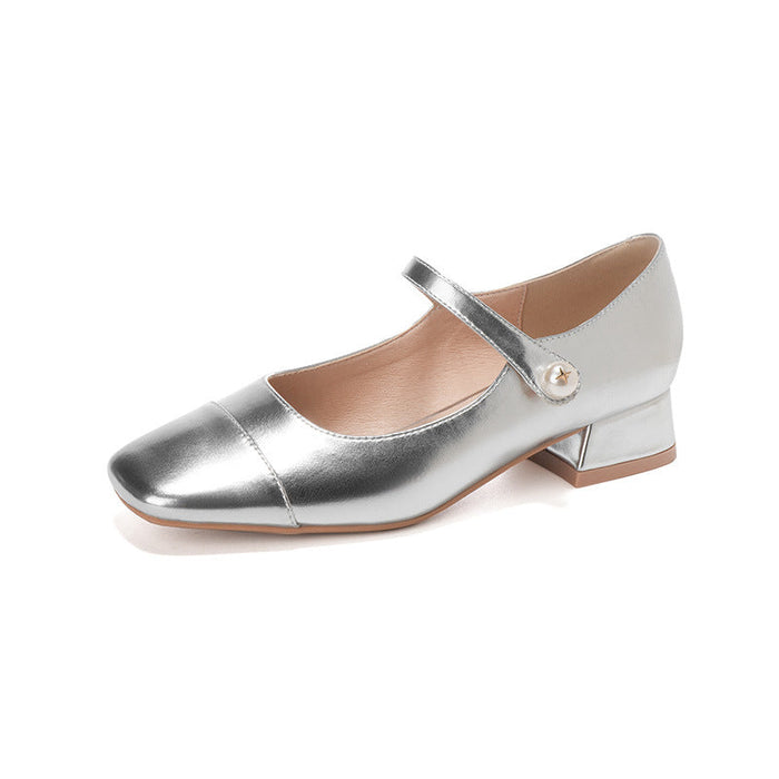Women's Mary Jane Heels with Ankle Strap Square Toe